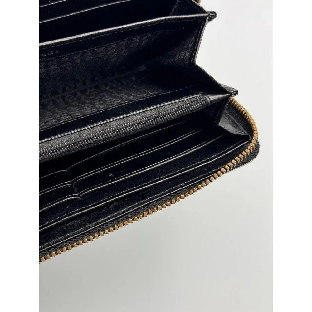 Kate Spade NY Lacey Fairmount Suare Black White Striped Zip Around Wallet Clutch